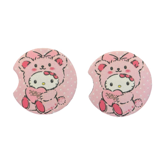 HK pink bear - 2 pack car coasters